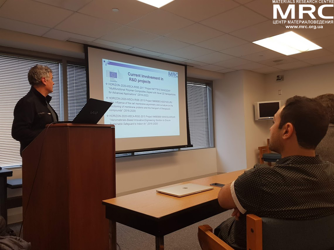 MRC director Oleksiy Gogotsi at the work meeting in Drexel University, Philadelphia, USA, made a presentation of the company and its activitties in international r&d projects