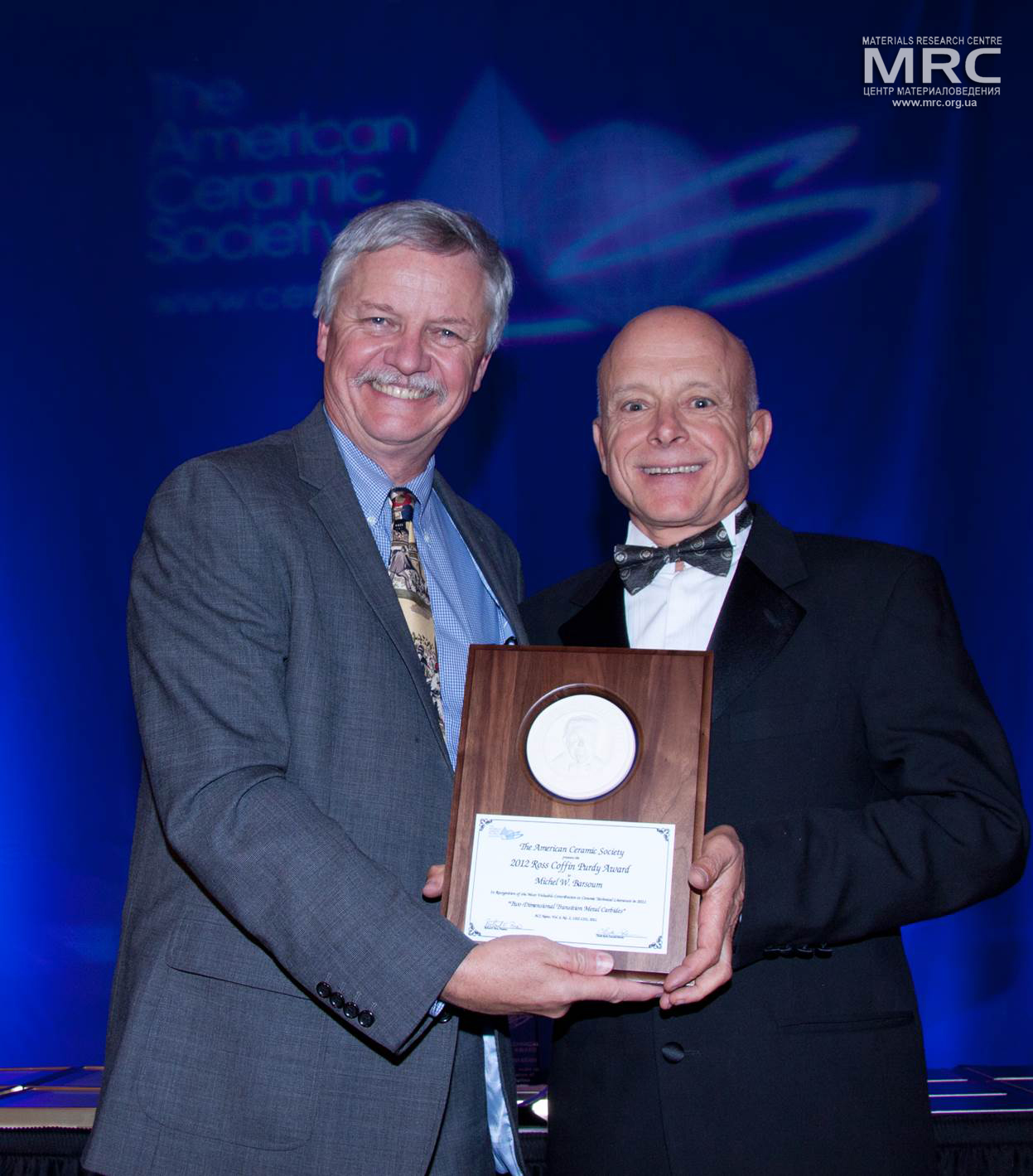 Prof Michael Barsum, Drexel University, was awarded with ACerS' Ross Coffin Purdy Award, ACerS 115th Annual Meeting held in conjunction with MS&T’13 in Montreal, Canada from October 2013