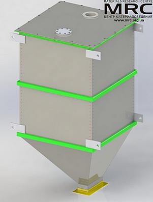 3d model of receiving bin, capacity 1t/hour