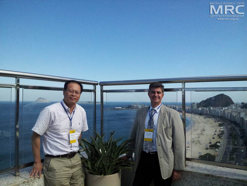 Prof. Yury Gogotsi, Drexel University, USA, and  collaborator from Dalian University of Technology, China, Prof. Jason Qiu, World Conference on Carbon at Copacabana, Rio de Janeiro, Brazil, July, 2013
