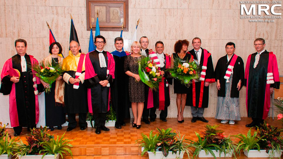 Doctor Honoris Causa laureats and guests at  Paul Sabatier University of Toulouse III, France on October 08, 2014.