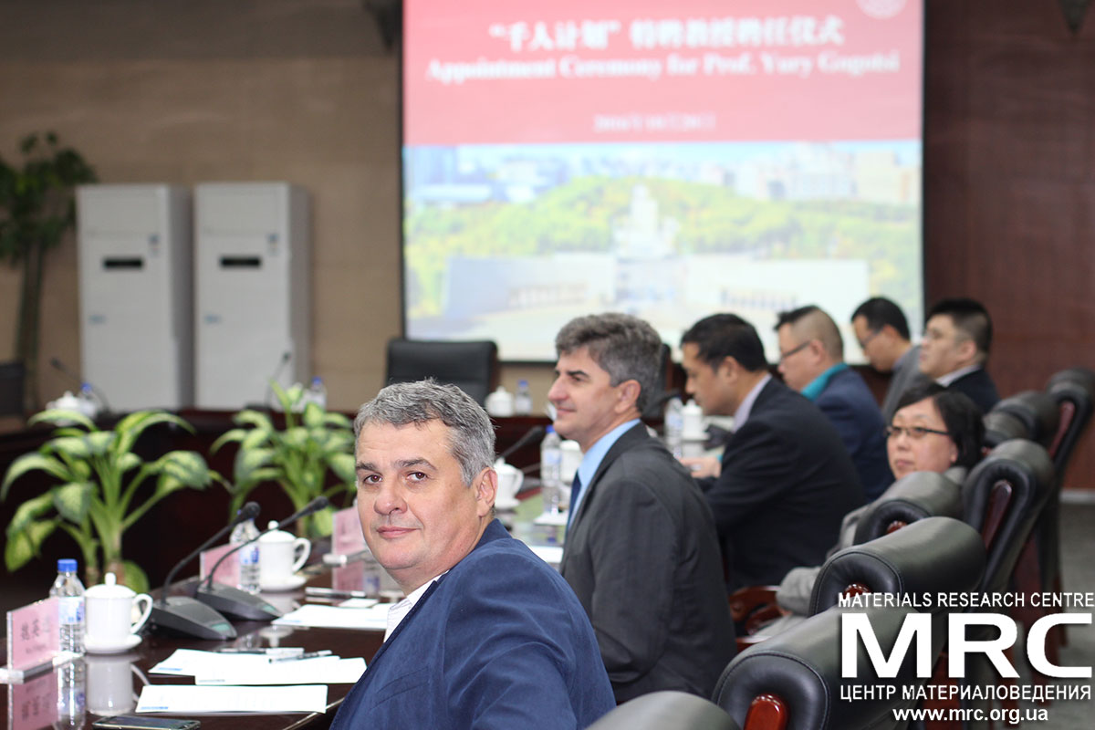 In the foreground Oleksiy Gogotsi, director of the Materials Research Centre at the ceremony of appointment of Dr. Yury Gogotsi the Honorary professorship at Jilin University, Changchun, China