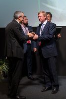 Chairman of the Executive Board of RUSNANO Anatoly Chubais handed  prof. Patrice Simon, Paul Sabatier University (Toulouse, France) with RUSNANOPRIZE 2015 Award