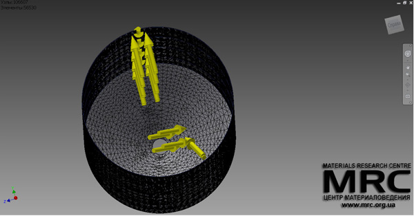 a breakdown of the grid with finite element method and direction of applying loads