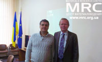 Materials Research Centre’s director Oleksiy Georgievich Gogotsi and prof. Lyshevski, Rochester university, USA in NTUU KPU, October 18, 2012 