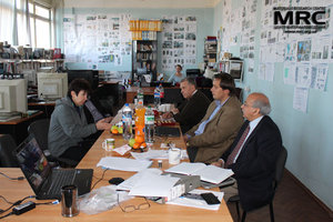 From left to right: I.Tomashevskaya(STCU) , A.Ustyuzhanina (MRC), M.Gubinskiy(NMetAU),I. Barsukov (AETC, USA),   Upendra S. Rohatgi(Brookhaven National Laboratory, USA) at MRC workshop premises 