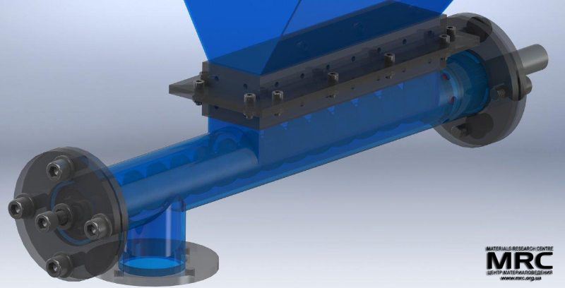 Screw feeder, capacity 10kg/hour, developed and manufactured by MRC