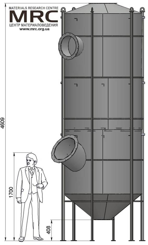 General view of the wet scrubber with capacity 1000 kg/hour