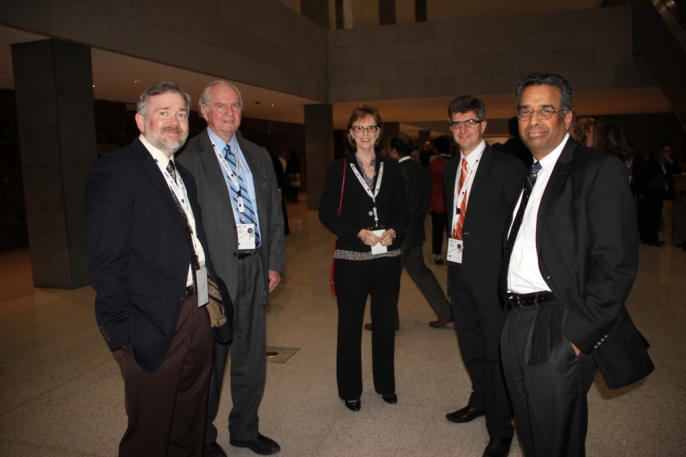 Annual Research Conference of Qatar Foundation. From left to right:  Jeff Nihols, Associate Laboratory Director, Computing & Computational Sciences at Oak Ridge National Laboratory (ORNL); David Millhorn, University of Tennessee executive vice president, serving as the chief operating officer of the university’s four campuses and three statewide institutes; Dona Crawford, Associate Director, Computation, Lawrence Livermore National Laboratory; Yury Gogotsi, A.J. Drexel Nanotechnology Institute Director, Drexel University; Ramamoorthy Ramesh, Oak Ridge National Laboratory (ORNL) Deputy Director for Science and Technology.